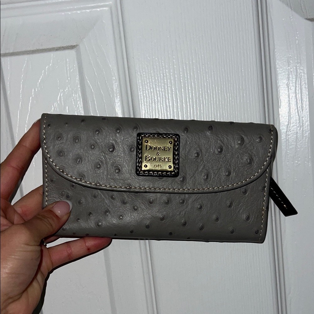 Dooney & Bourke Ostrich-Embossed Gray Wallet